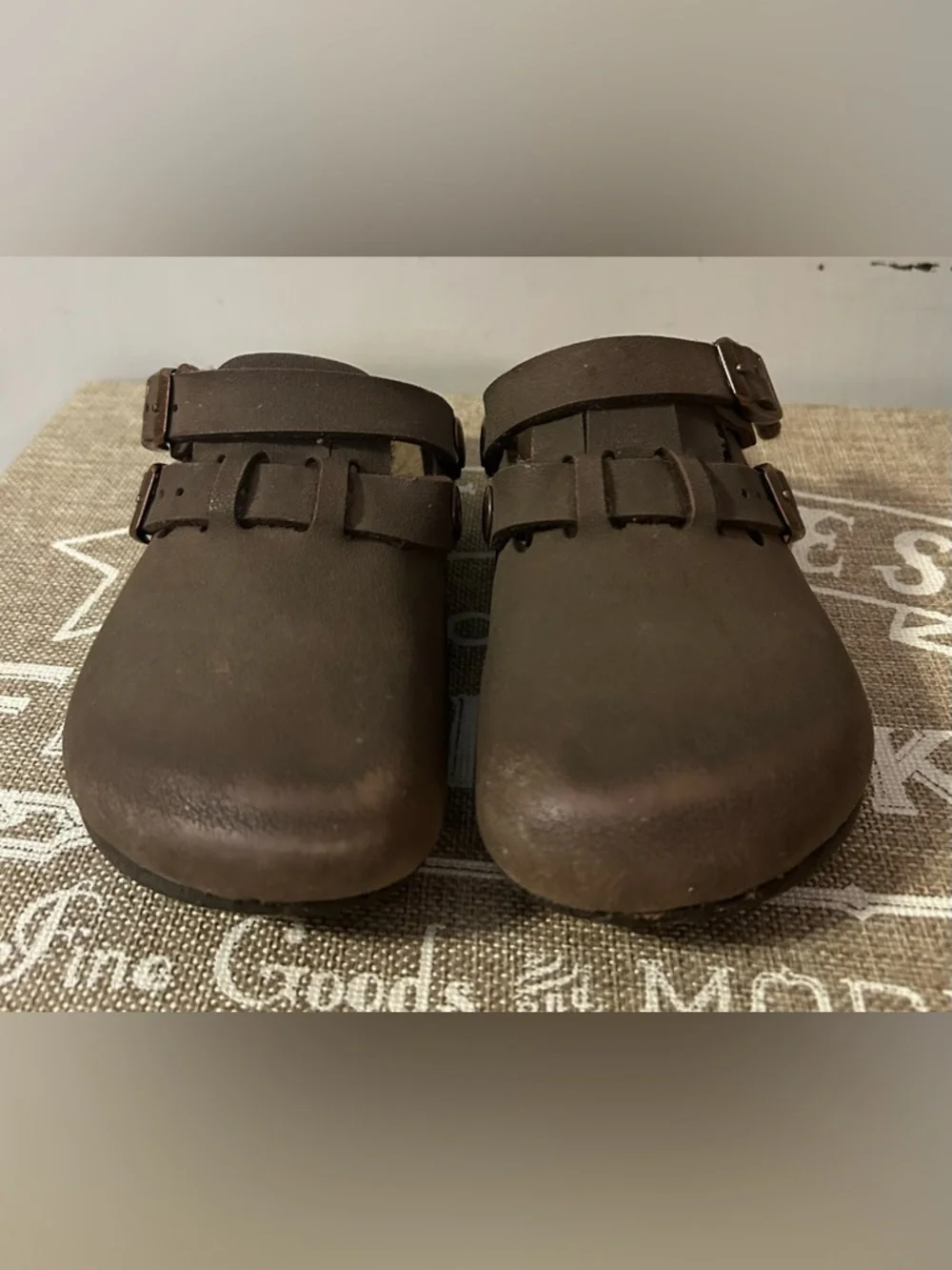 Birkenstock Brown Two-Buckle Kay Clog Sandals